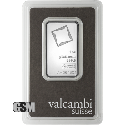 1 oz Platinum Bar Valcambi