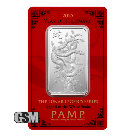1 oz Silver Bar Pamp Lunar White Snake