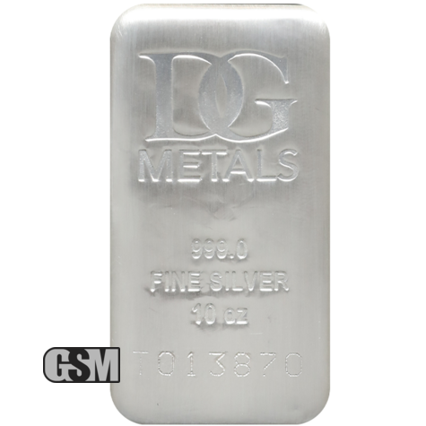 10 oz Silver Bar Dillon Gage .999 Fine Silver Obverse Bar