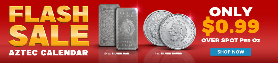 10 oz Aztec Calendar Bar & 1 oz Silver Bullion Round
