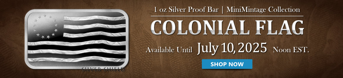 1 oz Colonial Flag Bar Proof MiniMintage Silver Round